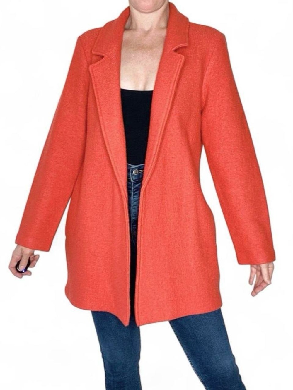 Rachel Zoe Orange Wool Light Open Collar Jacket